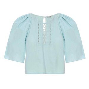 St. Roche NWT Astral Top Duck Egg Blue Pleated Flutter Sleeves Size 2‎ MSRP $225